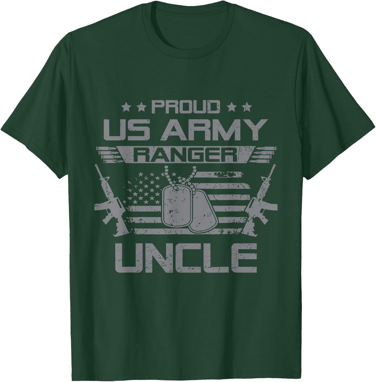 Proud US Army Ranger Uncle Flag American USA Military T-Shirt - T-Shirt | Forest