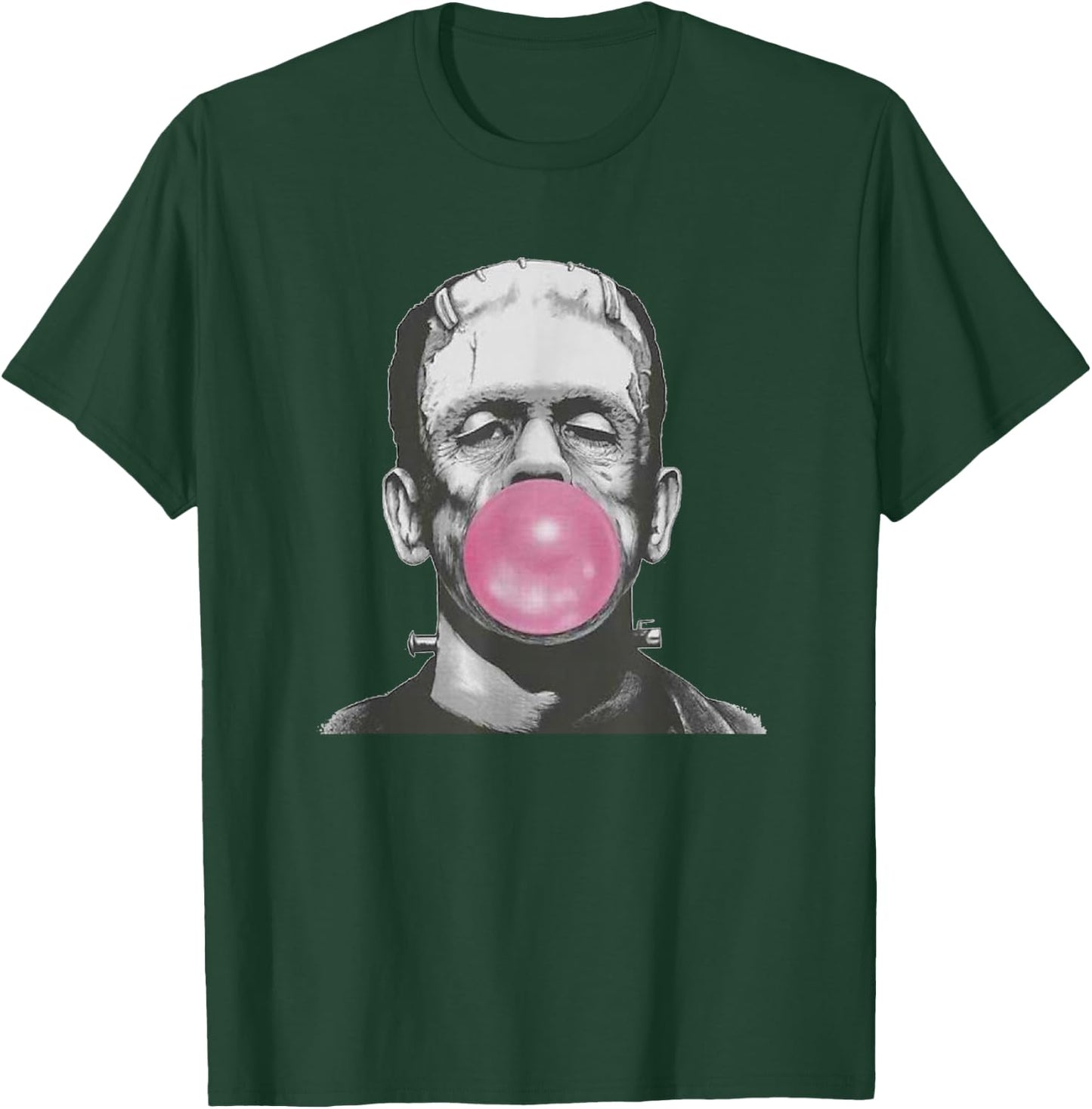 Frankenstein Monster with Pink Bubblegum Bubble T-Shirt - T-Shirt | Forest