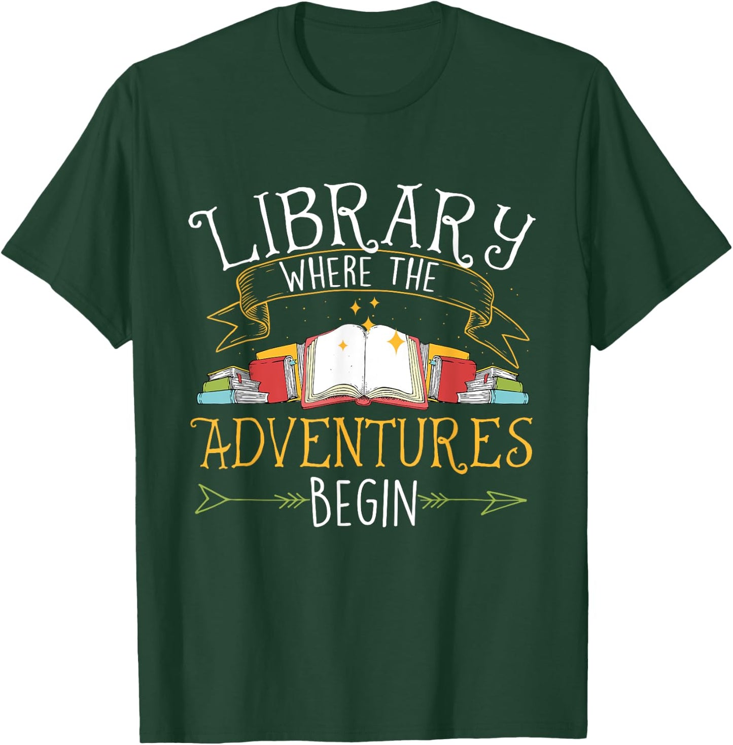 Library Where The Adventures Begin - Librarian Book Reader T-Shirt - T-Shirt | Forest