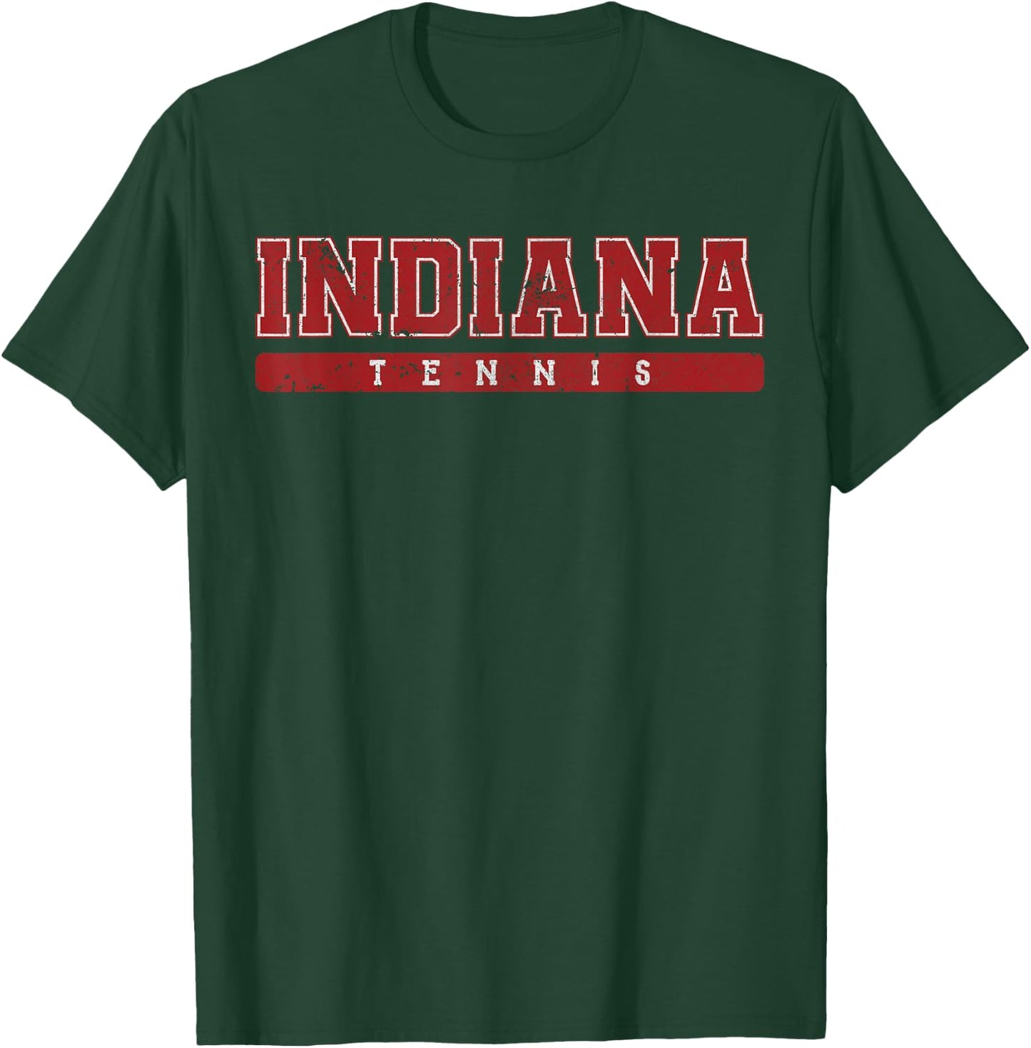 Indiana Tennis Red Vintage Text T-Shirt - T-Shirt | Forest