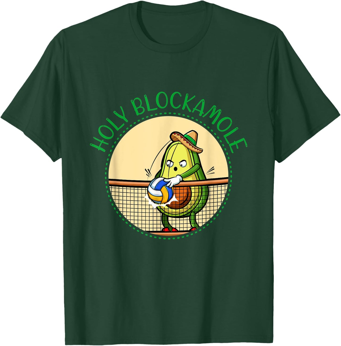 Volleyball Avocado Holy Blockamole Player Block Training Fun T-Shirt - T-Shirt | Forest