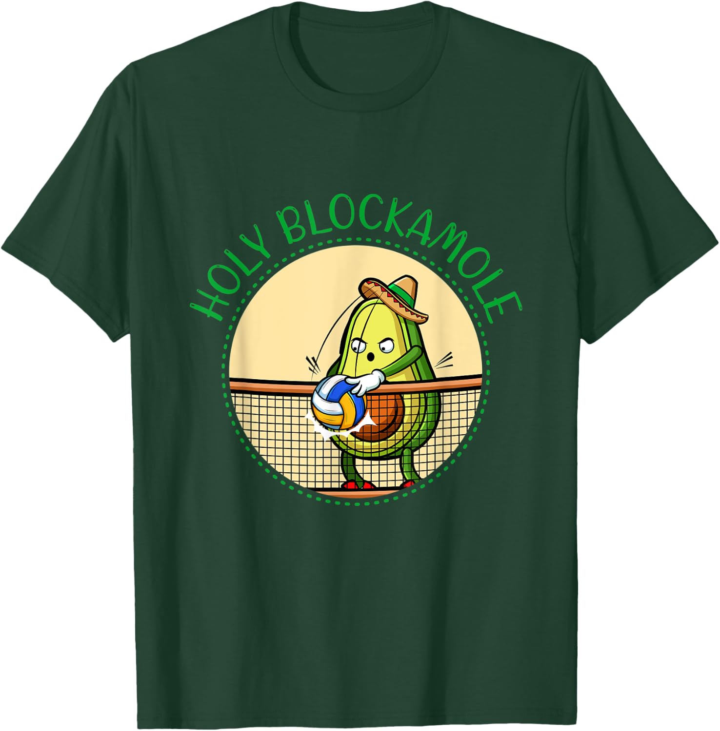 Volleyball Avocado Holy Blockamole Player Block Training Fun T-Shirt - T-Shirt | Forest