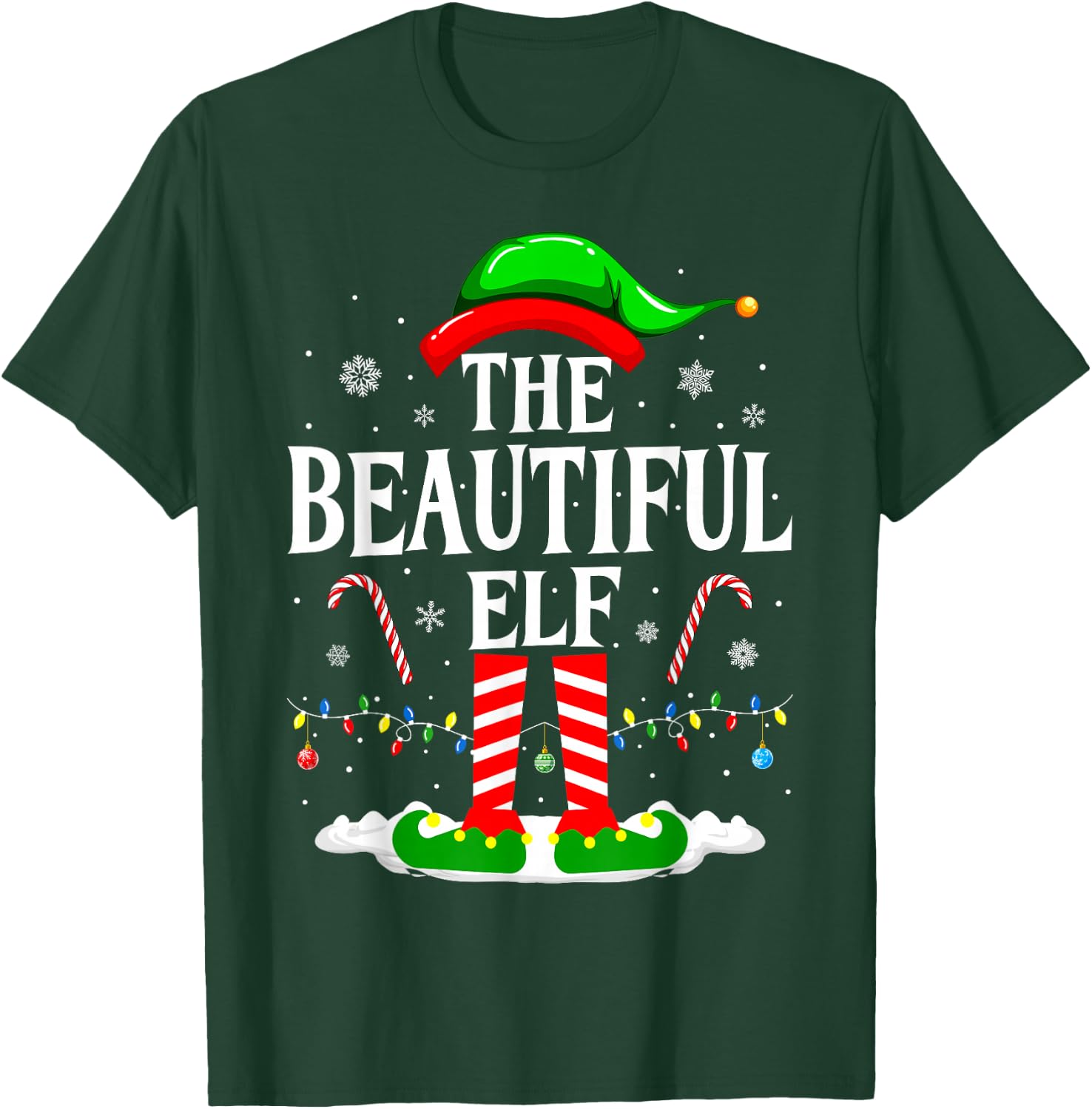 The Beautiful Elf Funny Xmas Matching Family Christmas Party T-Shirt - T-Shirt | Forest