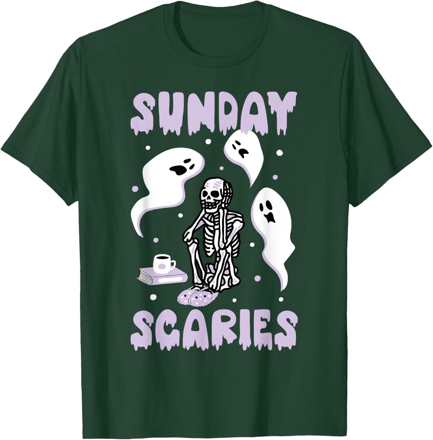 Sunday Skeleton Scaries Funny Office Work Mental Health Day T-Shirt - T-Shirt | Forest