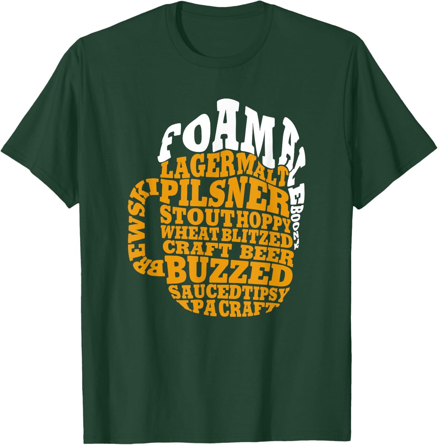 Beer Drinker Typography Word Art T-Shirt - T-Shirt | Forest