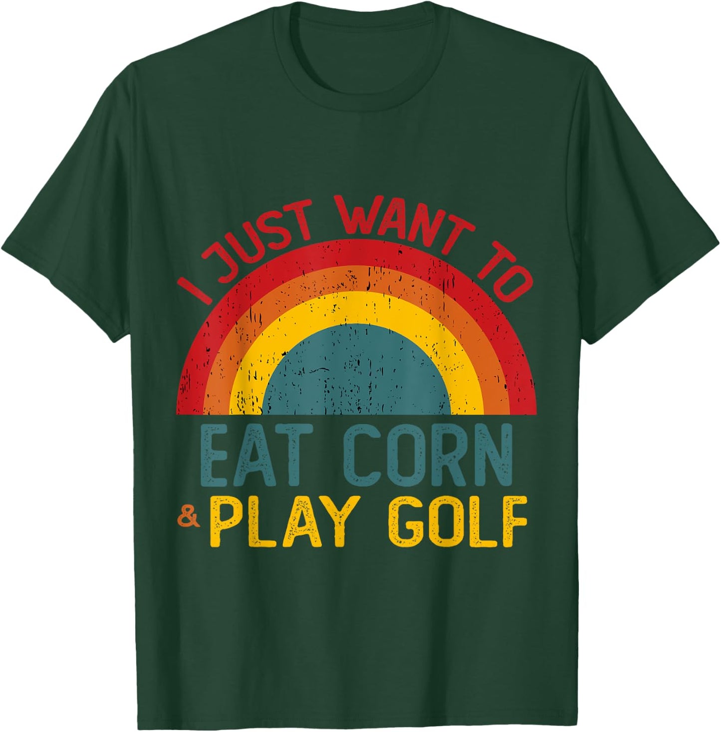 Funny I just want to eat corn and Play Golf Christmas T-Shirt - T-Shirt | Forest