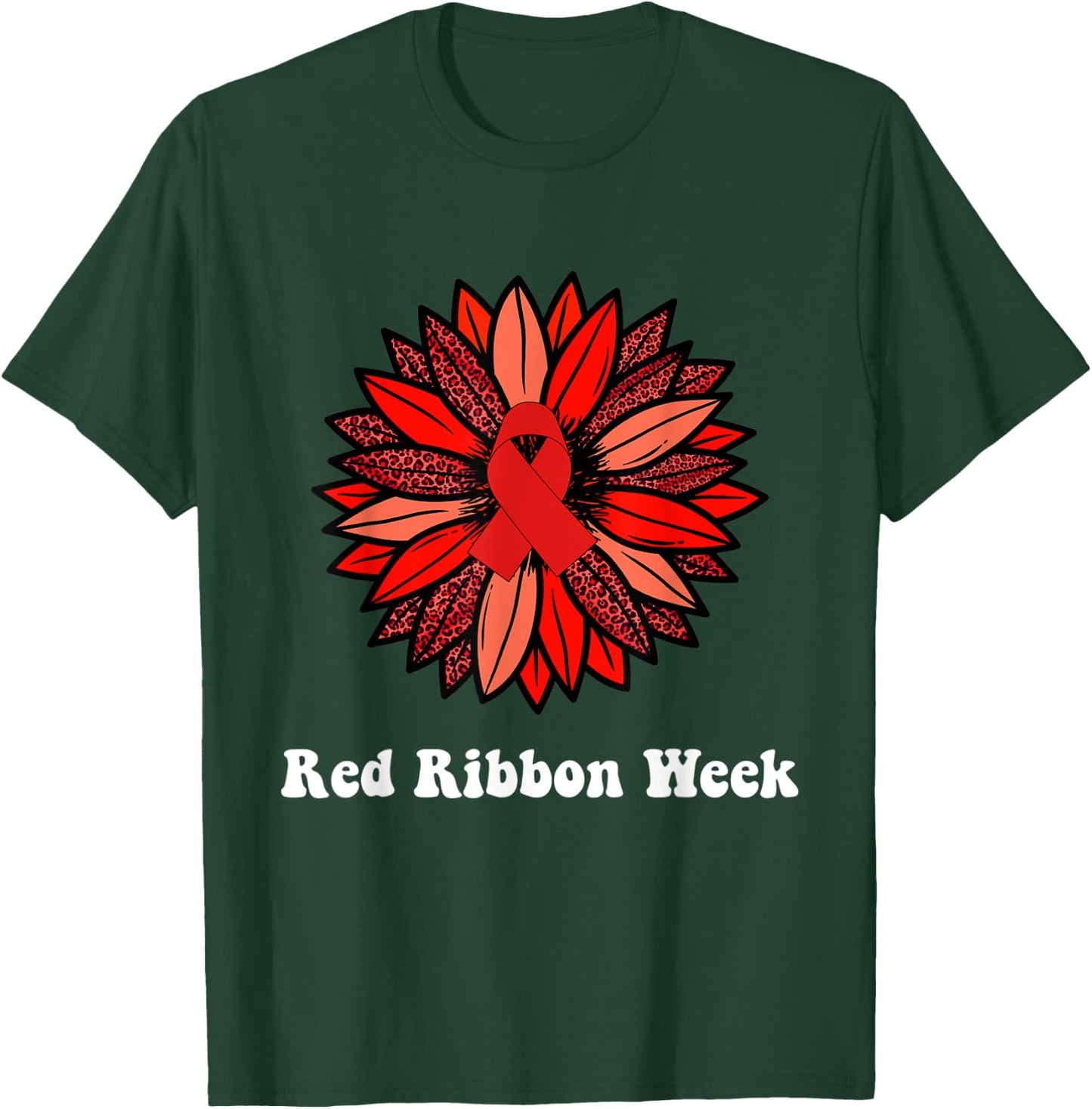 Red Ribbon Week Shirt Red Ribbon Sunflower Red Ribbon Week T-Shirt - T-Shirt | Forest