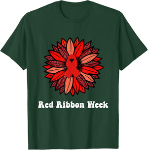 Red Ribbon Week Shirt Red Ribbon Sunflower Red Ribbon Week T-Shirt - T-Shirt | Forest