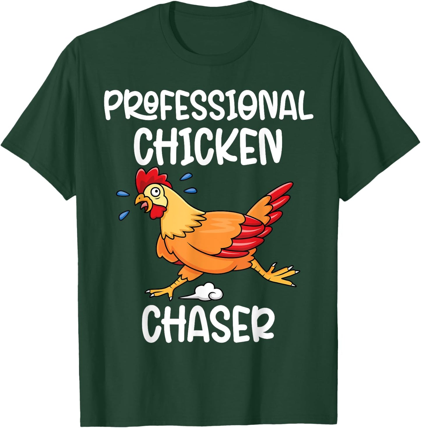 Professional Chicken Chaser Funny Farm Farmer Kids Running T-Shirt - T-Shirt | Forest