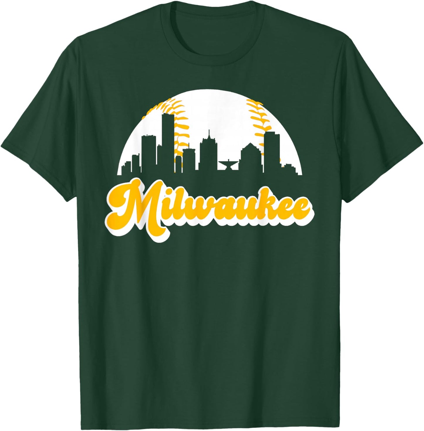 Vintage Milwaukee Wisconsin Cityscape Baseball Skyline Merch T-Shirt - T-Shirt | Forest