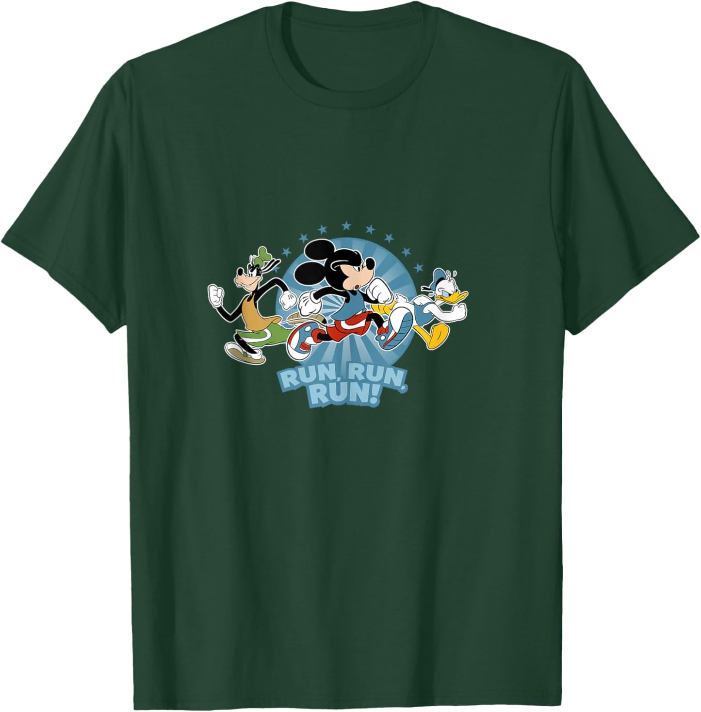 Disney Mickey Goofy and Donald Run Run Run! Marathon Running T-Shirt - T-Shirt | Forest
