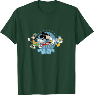 Disney Mickey Goofy and Donald Run Run Run! Marathon Running T-Shirt - T-Shirt | Forest