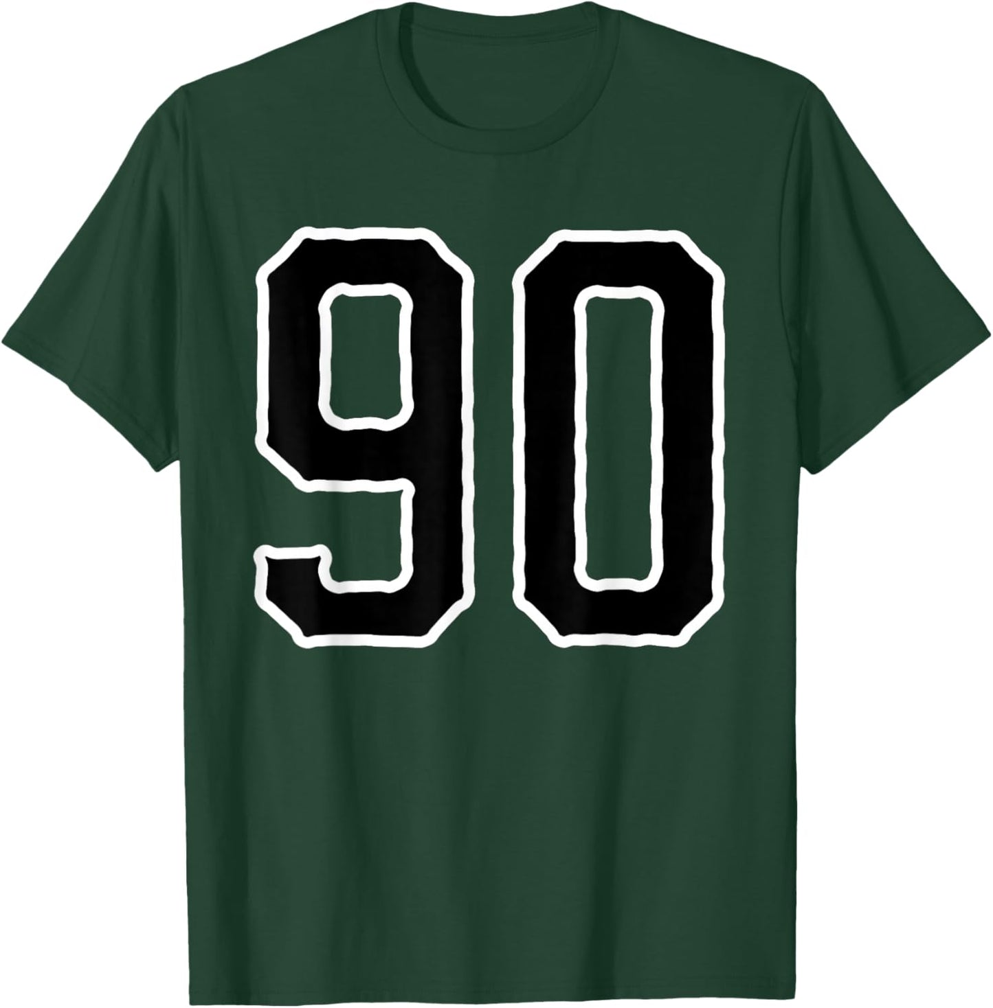 Number #90 White Black Sports Team Varsity Number 90 T-Shirt - T-Shirt | Forest