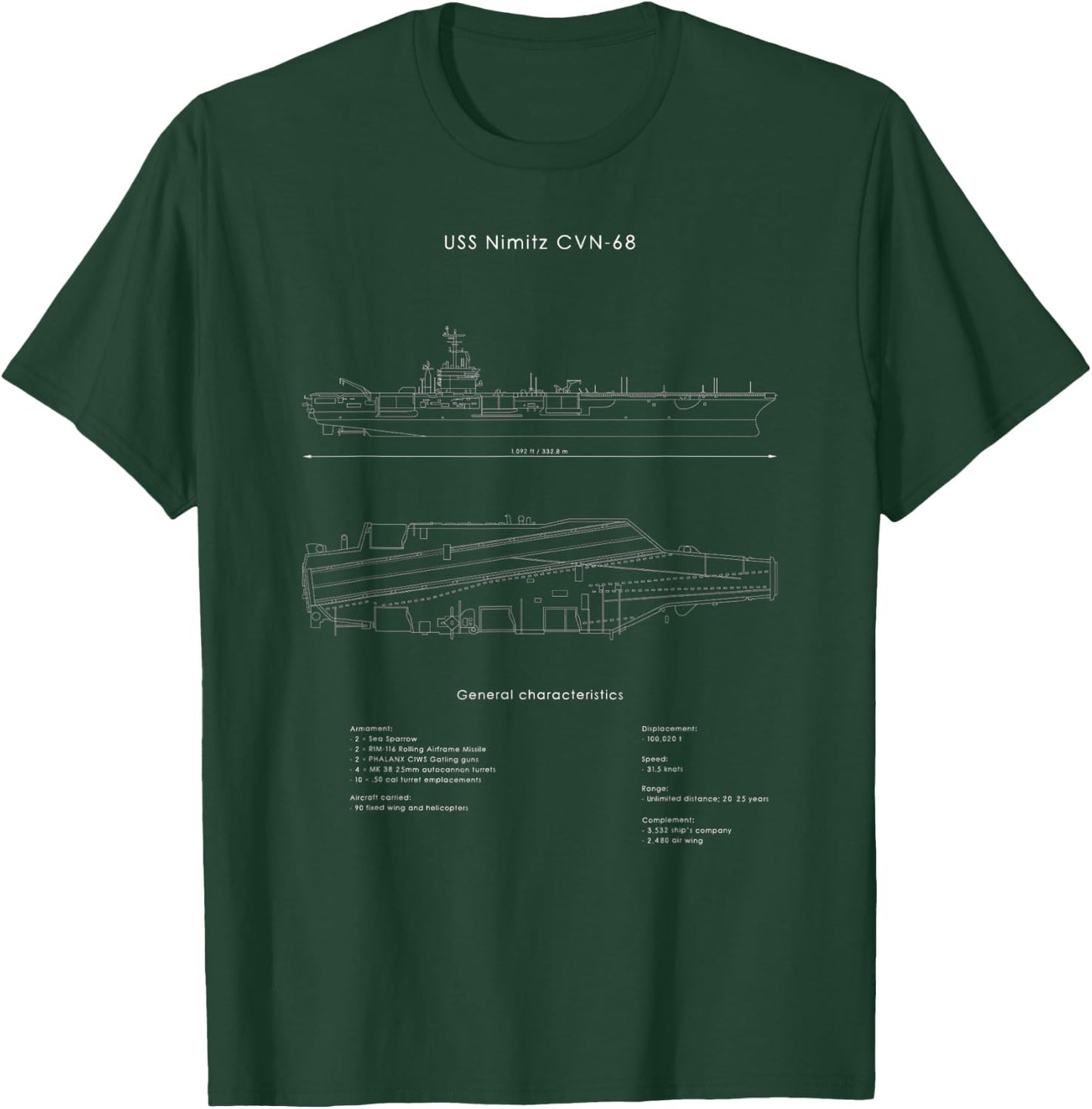USS Nimitz CVN-68 T-Shirt - T-Shirt | Forest