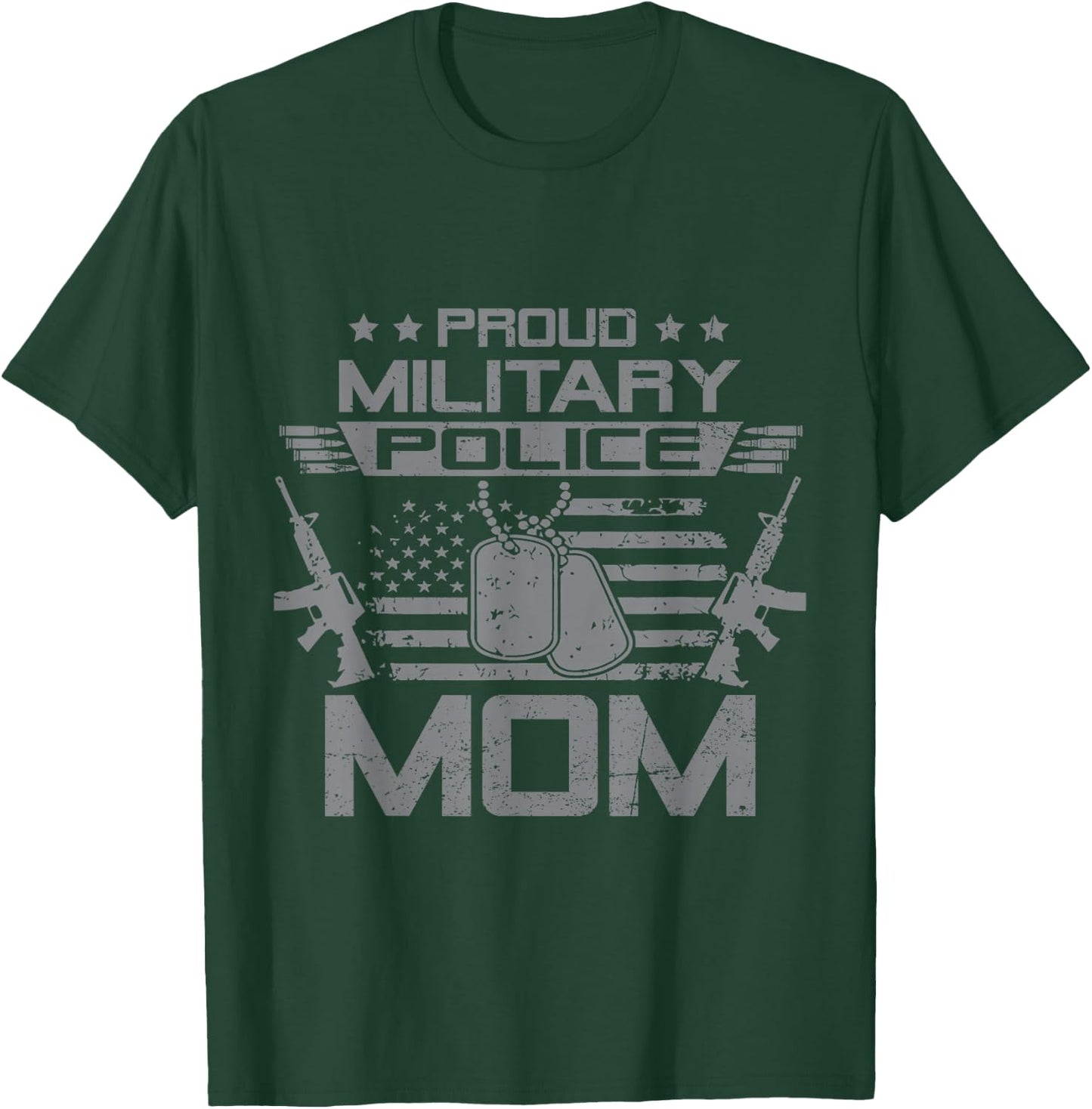 Proud Military Police Mom Flag American US Veteran T-Shirt - T-Shirt | Forest