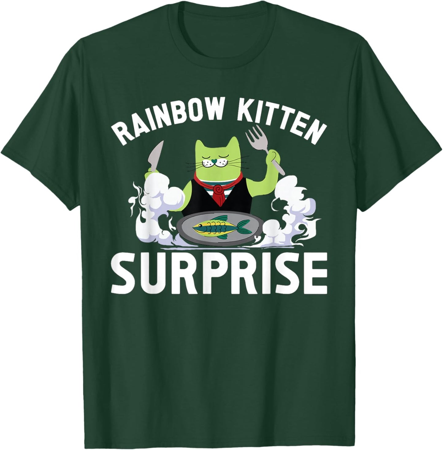 Cats Rainbow Kitten Surprise Cute Eat Retro Animals Vintage T-Shirt - T-Shirt | Forest