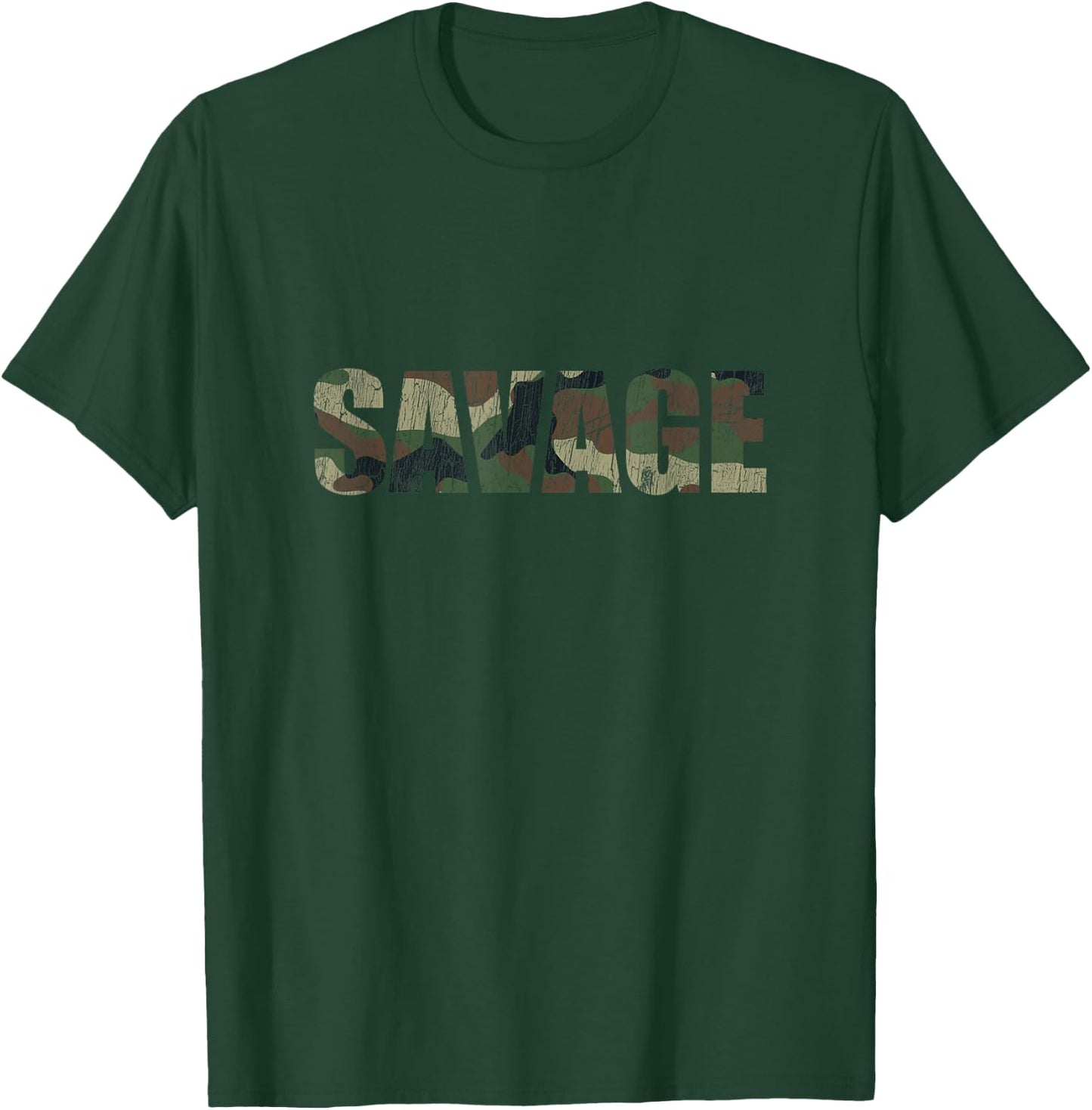 Savage Camo Distressed Novelty Parody Gifts Men Women T-Shirt - T-Shirt | Forest