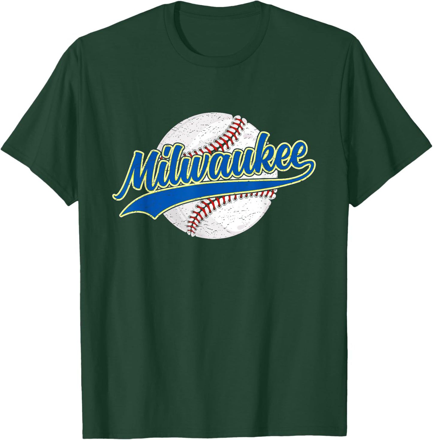 Milwaukee City Vintage Baseball Lover Retro Men Women T-Shirt - T-Shirt | Forest