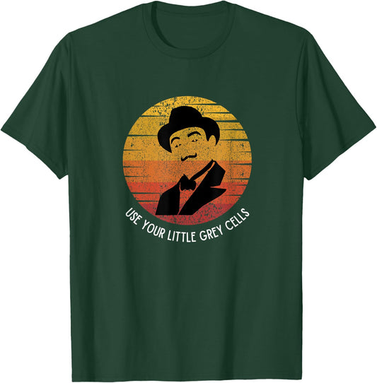 Poirot Use your little grey cells Hat Mustache vintage color T-Shirt - T-Shirt | Forest