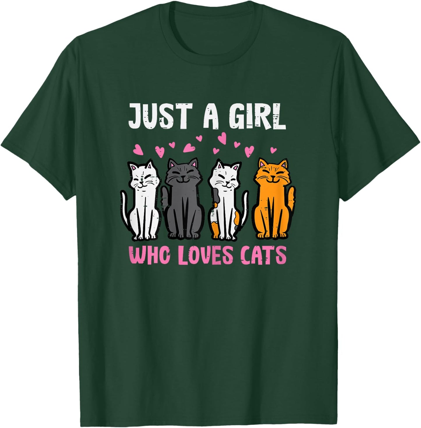 Just Girl Who Loves Cats Funny Women Girls Kids Teens Youth T-Shirt - T-Shirt | Forest