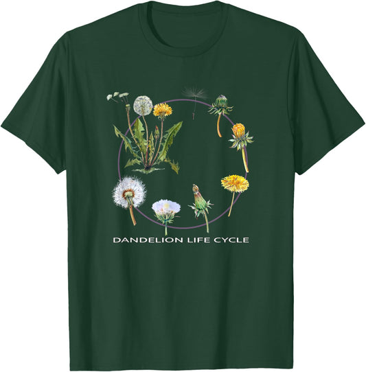 Dandelion Life Cycle Design Gardening Plant Growth Stages Ar T-Shirt - T-Shirt | Forest
