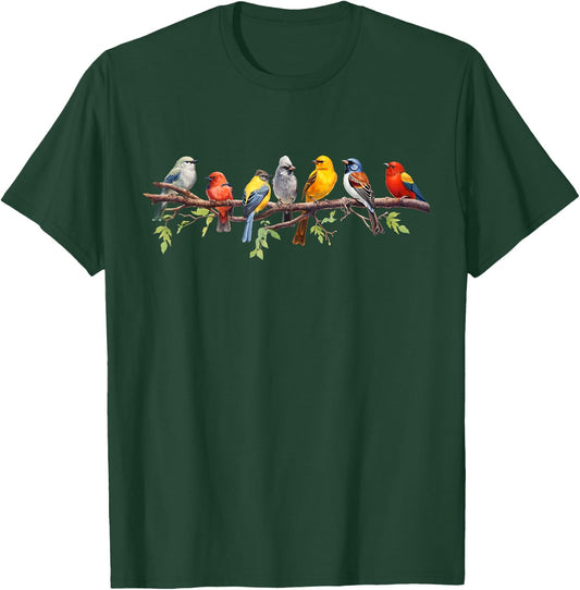 Backyard Birds Watching Watcher Birder Birding on a Branch T-Shirt - T-Shirt | Forest