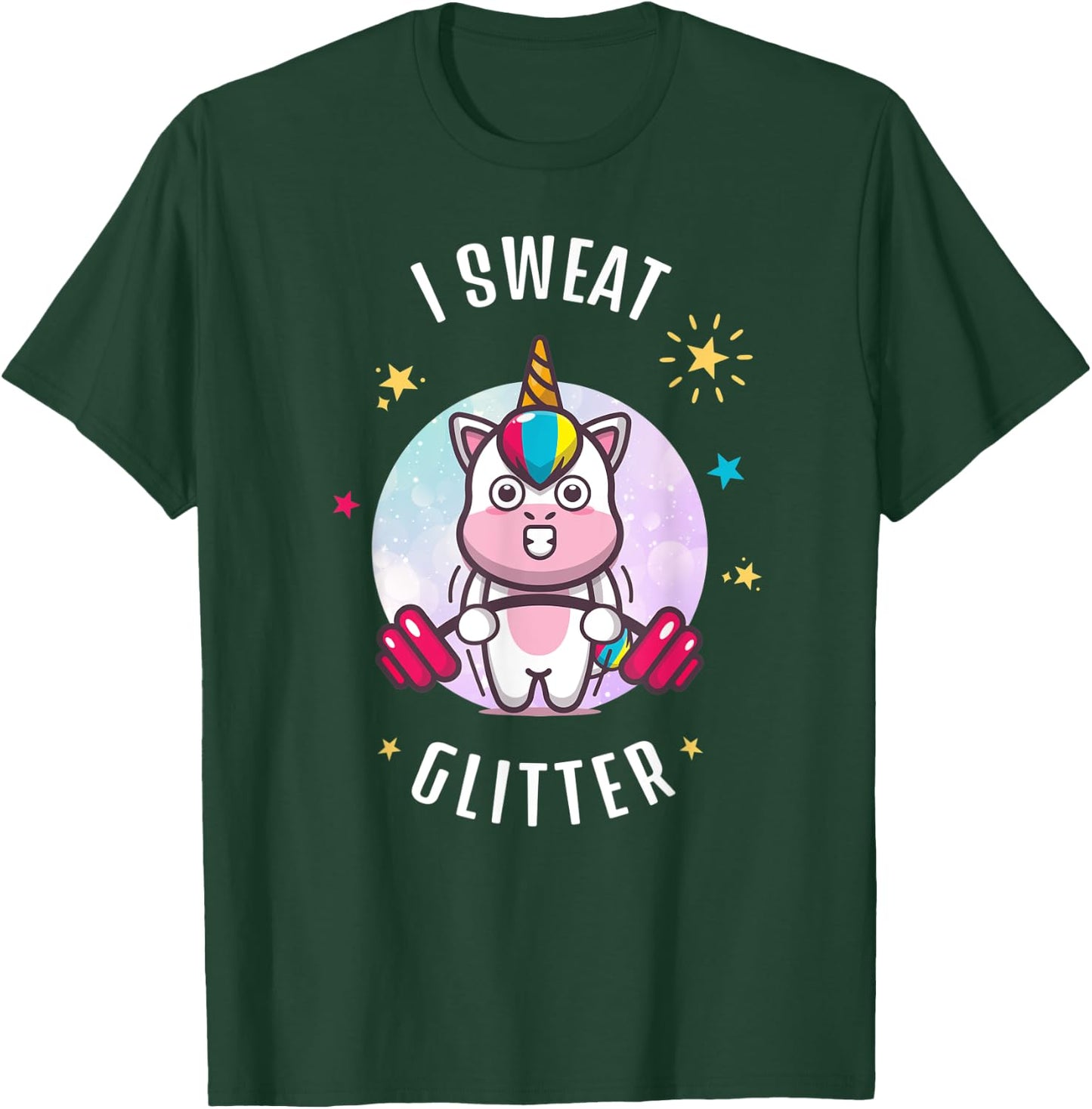 I Sweat Glitter - Funny Unicorn Sassy Fitness Workout T-Shirt - T-Shirt | Forest