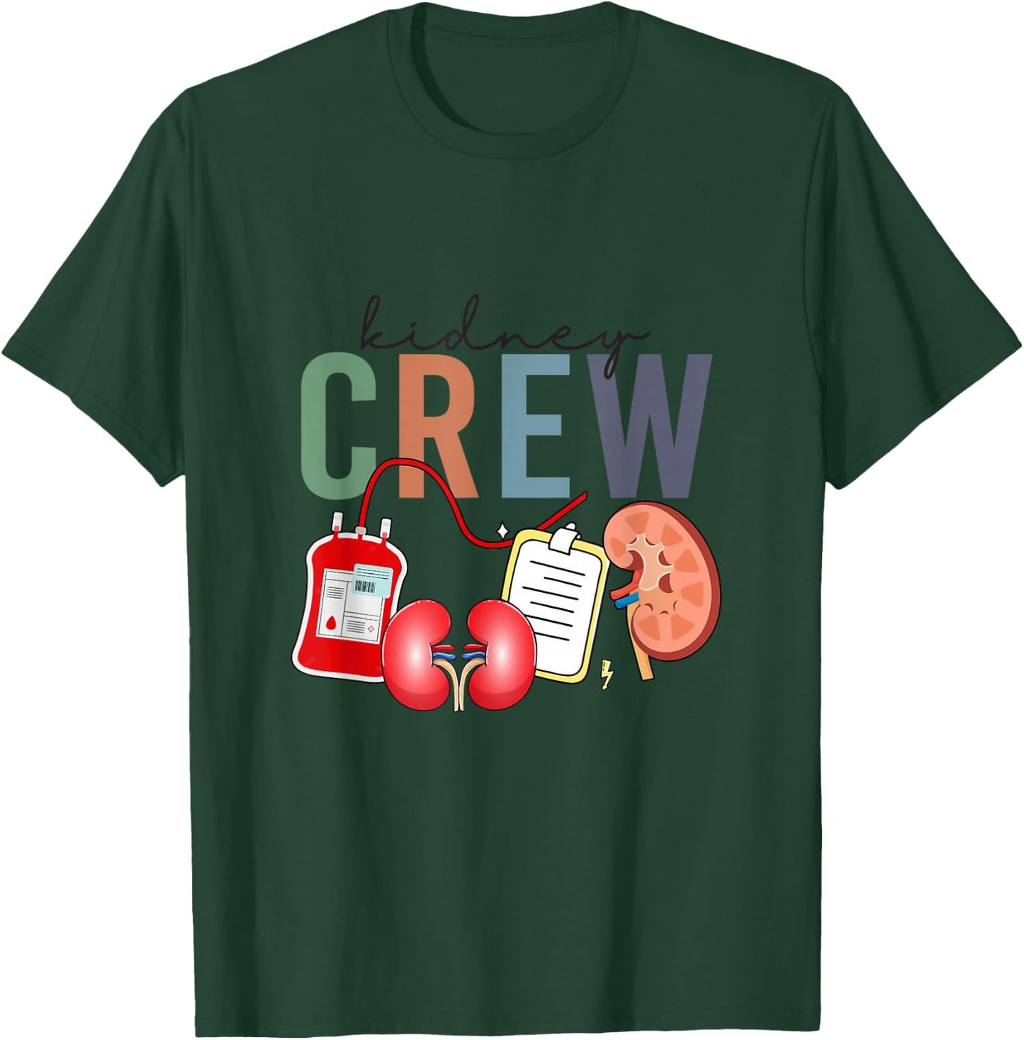 Kidney Crew Vintage Dialysis Technician Nephrology Nurse T-Shirt - T-Shirt | Forest