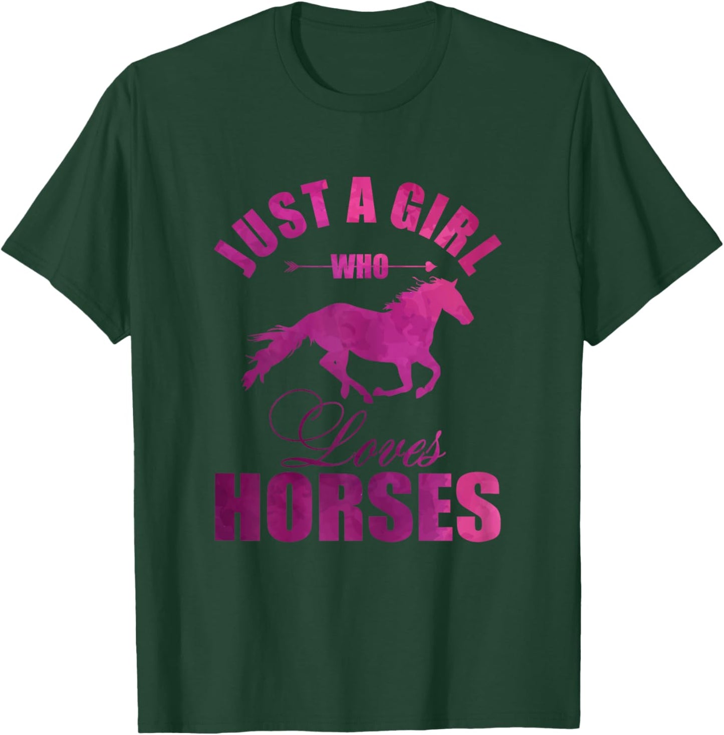 Just A Girl Who Loves Horses Watercolor Horse T-Shirt - T-Shirt | Forest