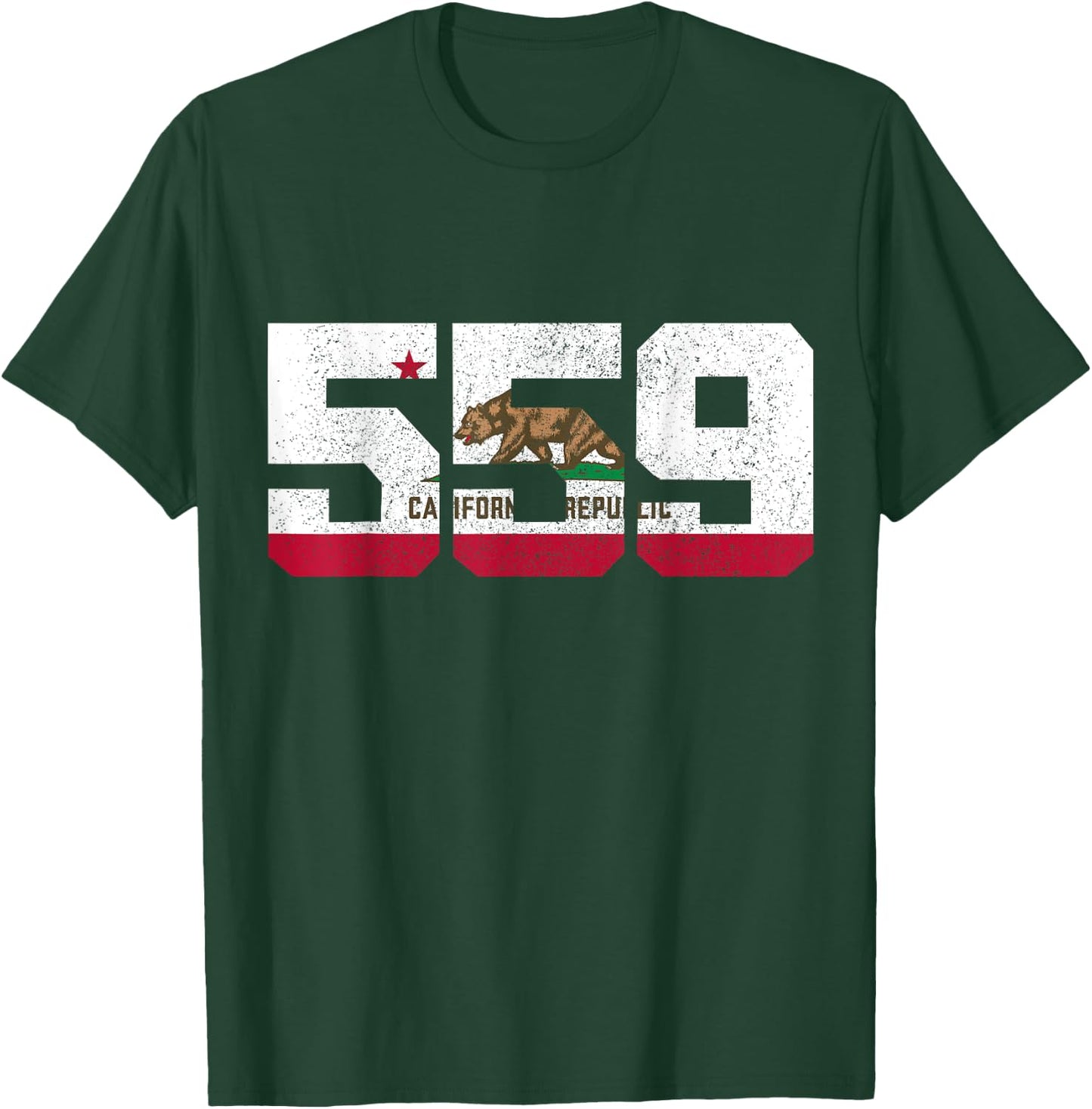 Fresno California 559 Area Code Pride Vintage Flag T-Shirt - T-Shirt | Forest
