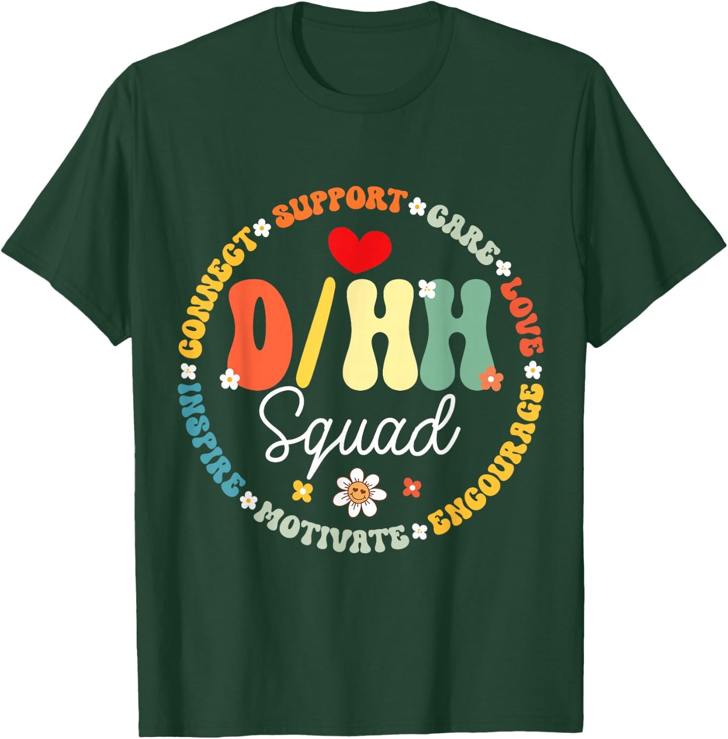 D/HH Squad Teacher Teachers Groovy ASL Interpreter T-Shirt - T-Shirt | Forest