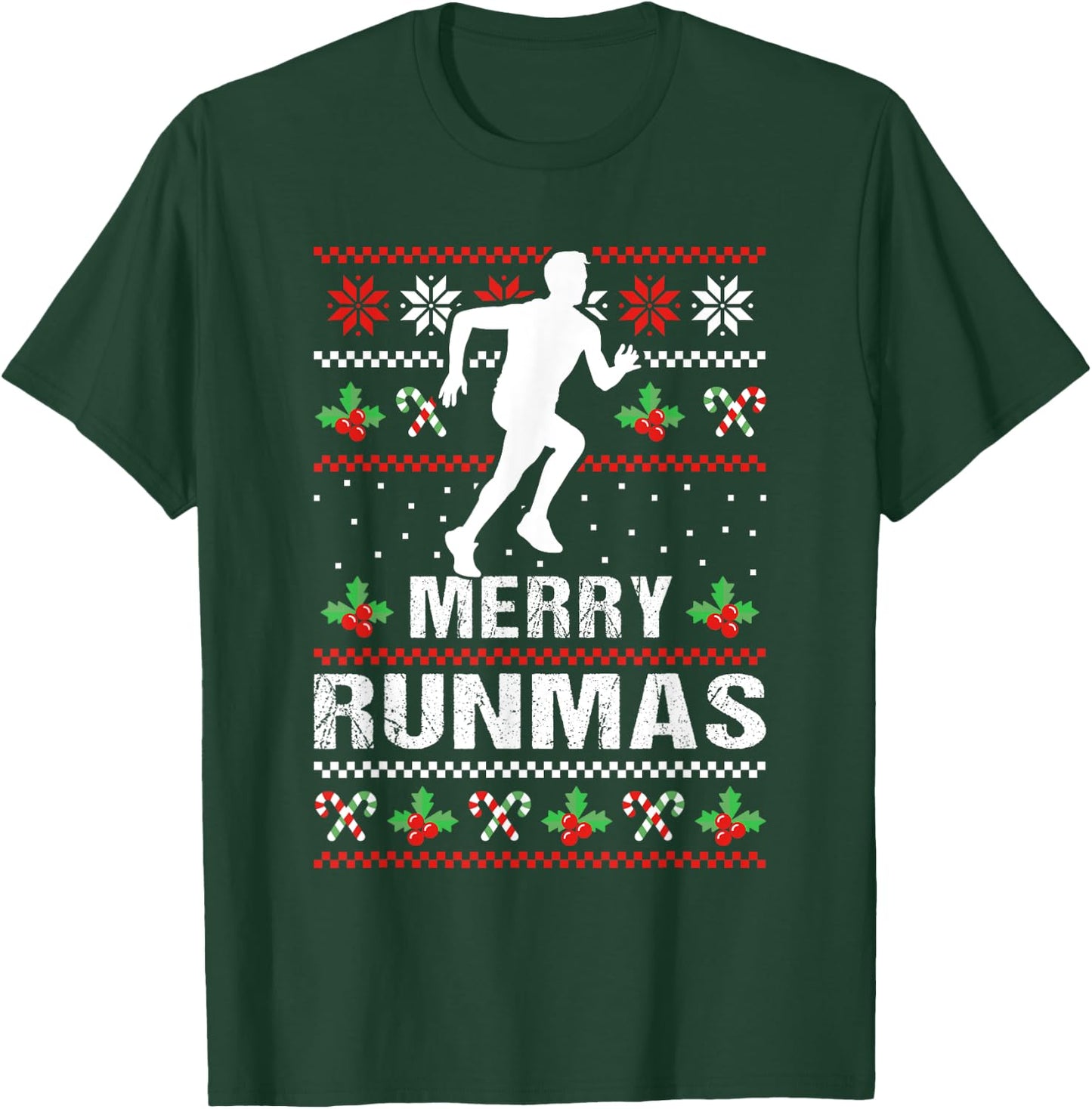 Marathon Merry Runmas Xmas Runner T-Shirt - T-Shirt | Forest