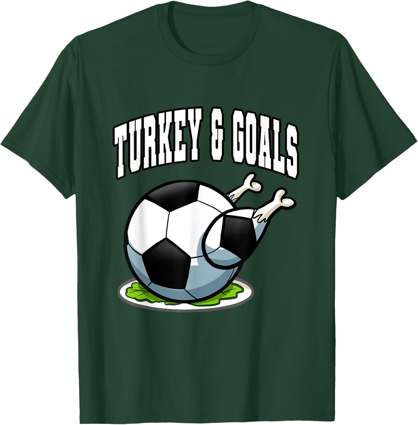 Thanksgiving Soccer Turkey Goals Men Boys T-Shirt - T-Shirt | Forest