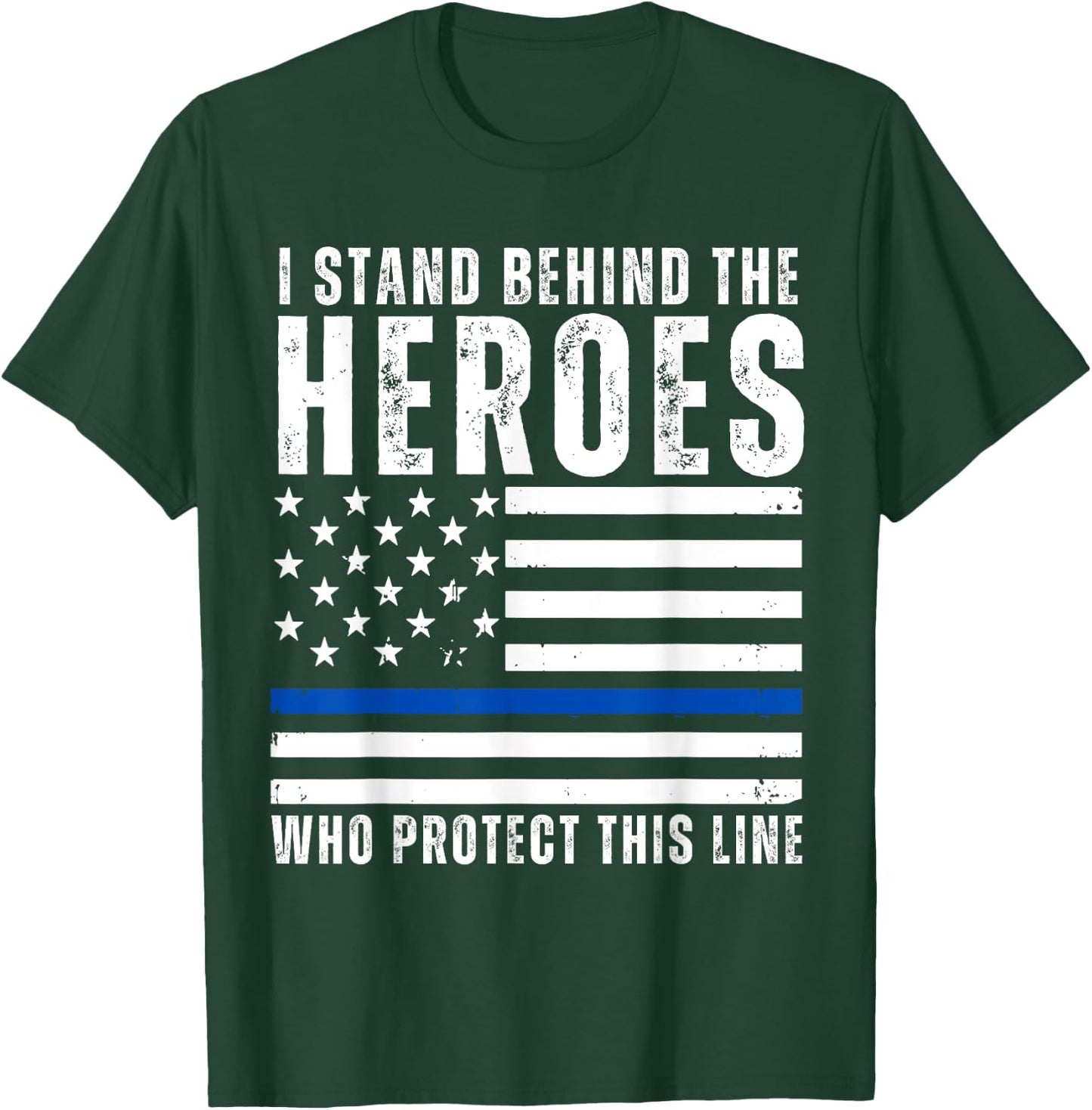 Thin Blue Line American Flag Police Support Blu Lives Matter T-Shirt - T-Shirt | Forest