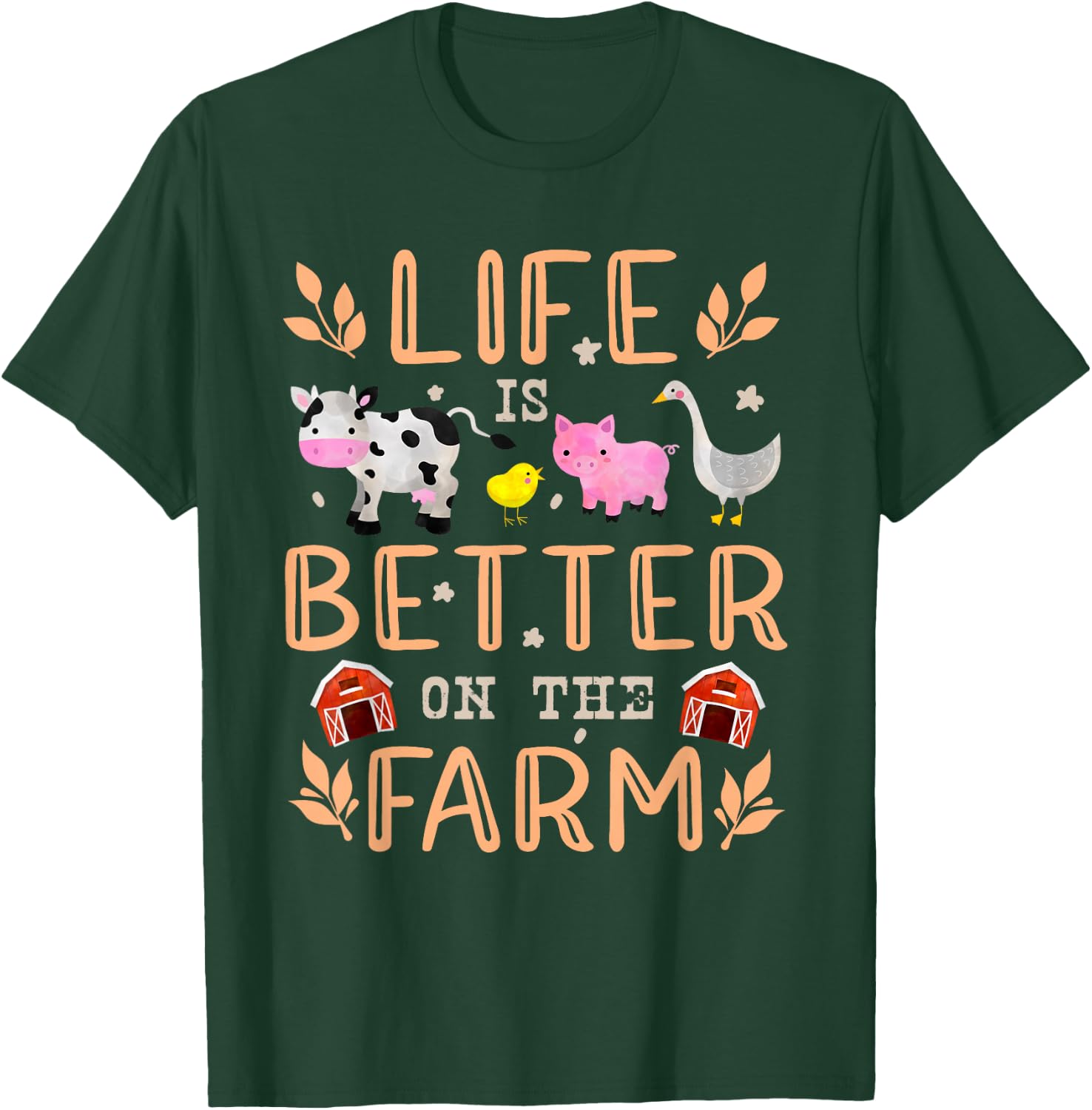 Life Is Better On The Farm Cute Animals Farmer Farming Girl T-Shirt - T-Shirt | Forest