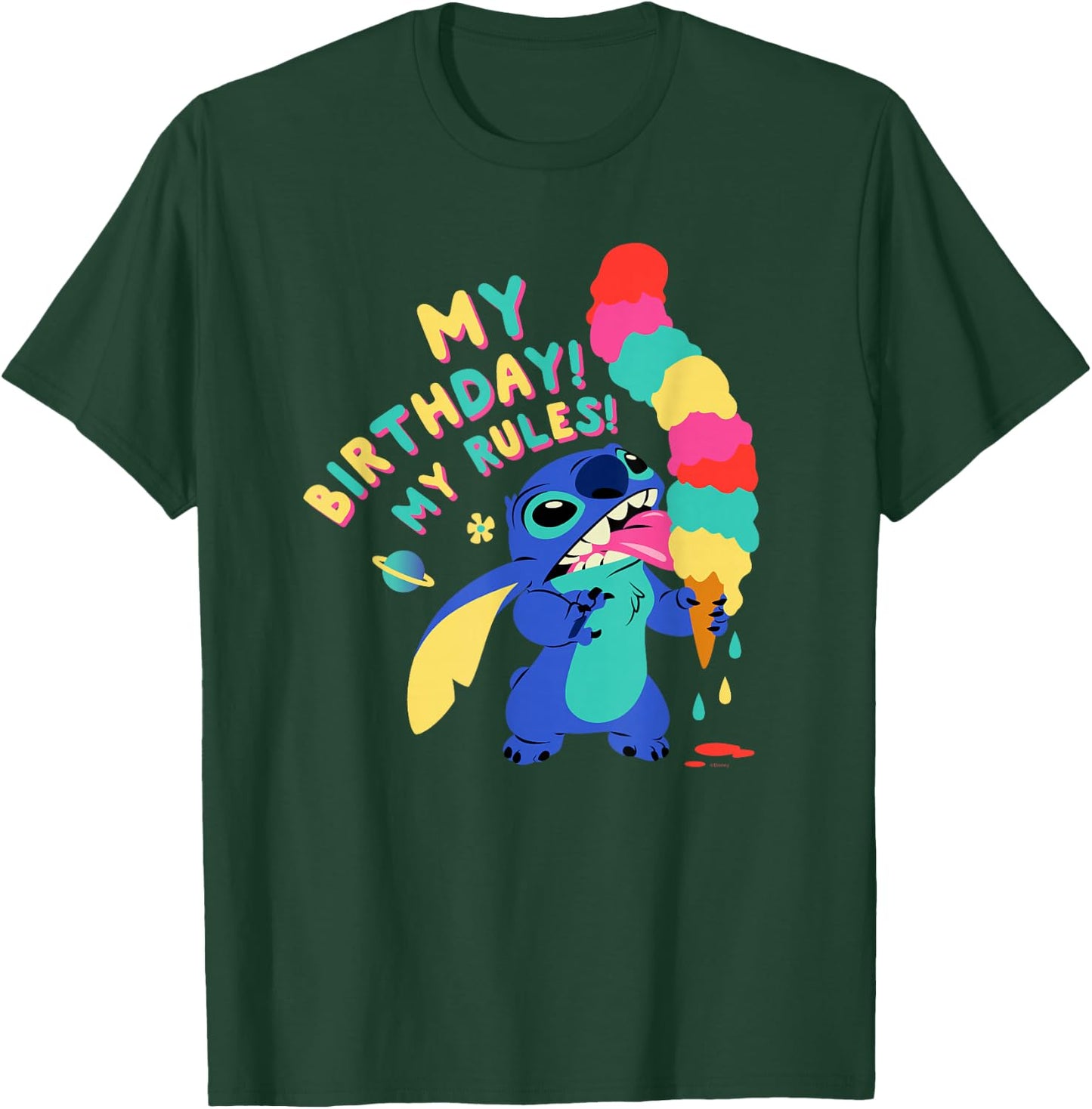 Disney Lilo & Stitch Ice Cream Cone My Birthday! My Rules! T-Shirt - T-Shirt | Forest