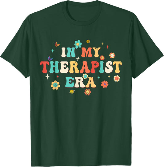 In My Therapist Era Mental Doctor Flowers Retro Groovy T-Shirt - T-Shirt | Forest