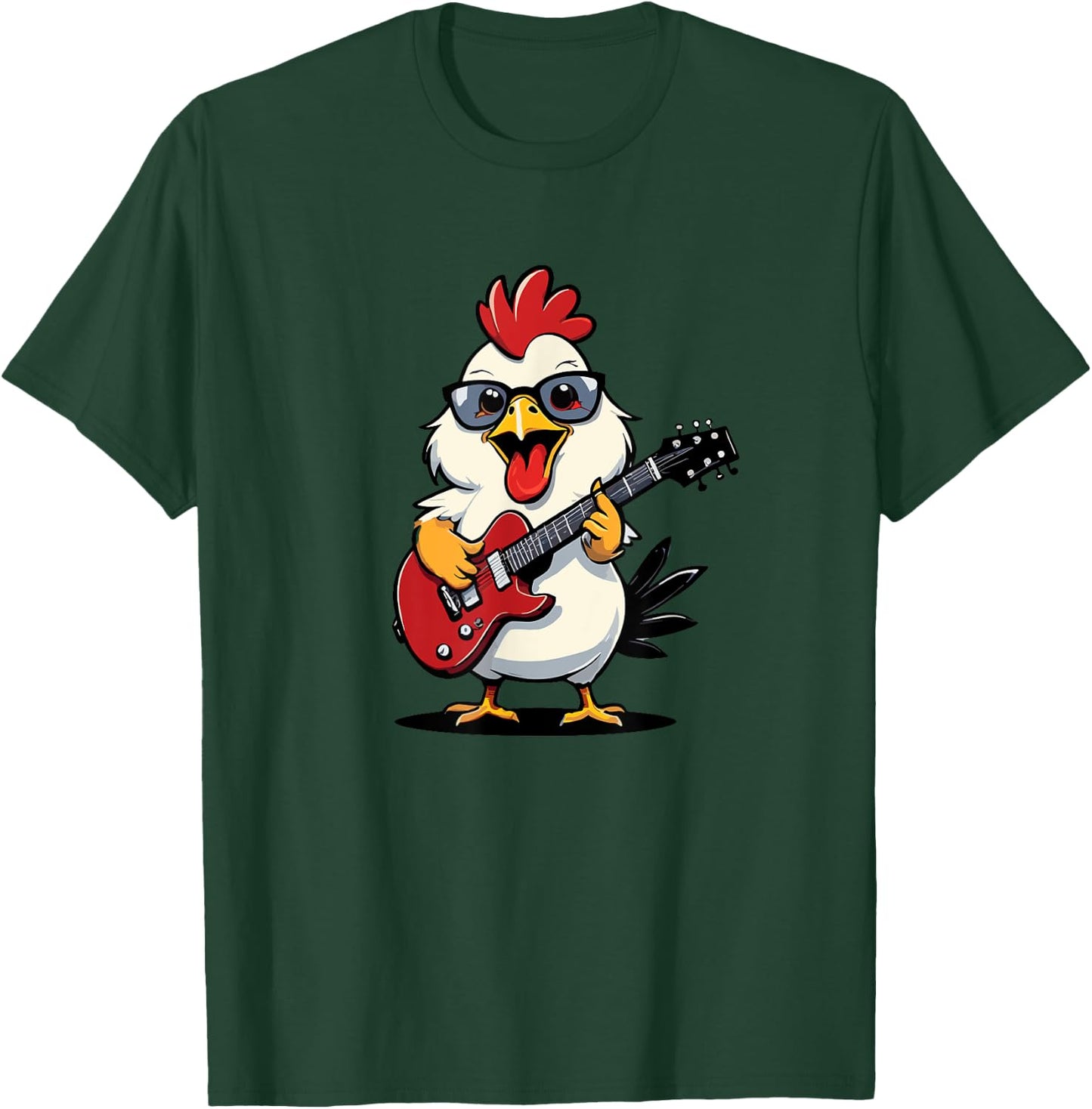 Chicken playing Electric Guitar, Chicken Guitarist T-Shirt - T-Shirt | Forest