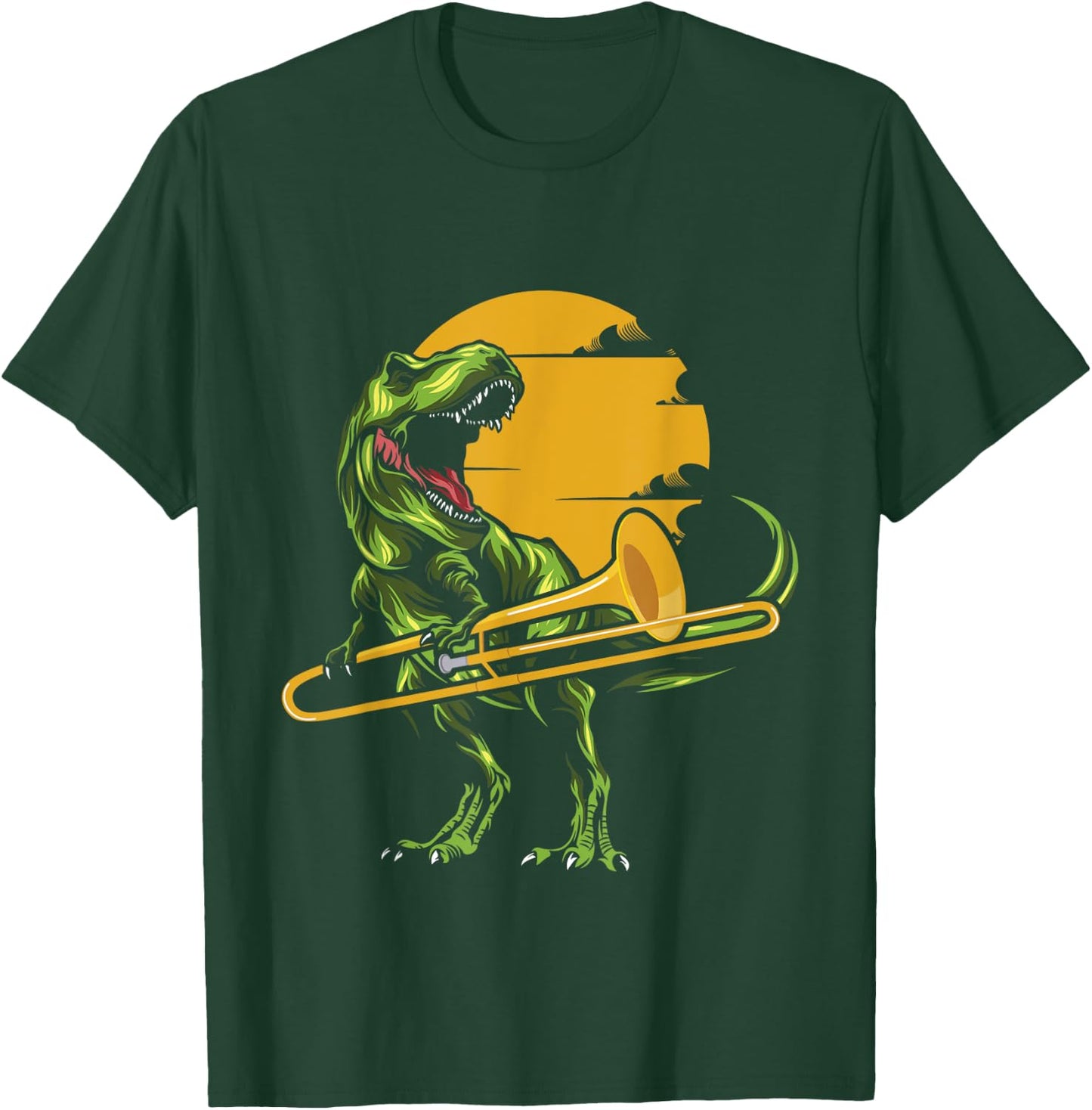 T Rex Trombone Player - Dino Trombonist Jazz Music Lover T-Shirt - T-Shirt | Forest