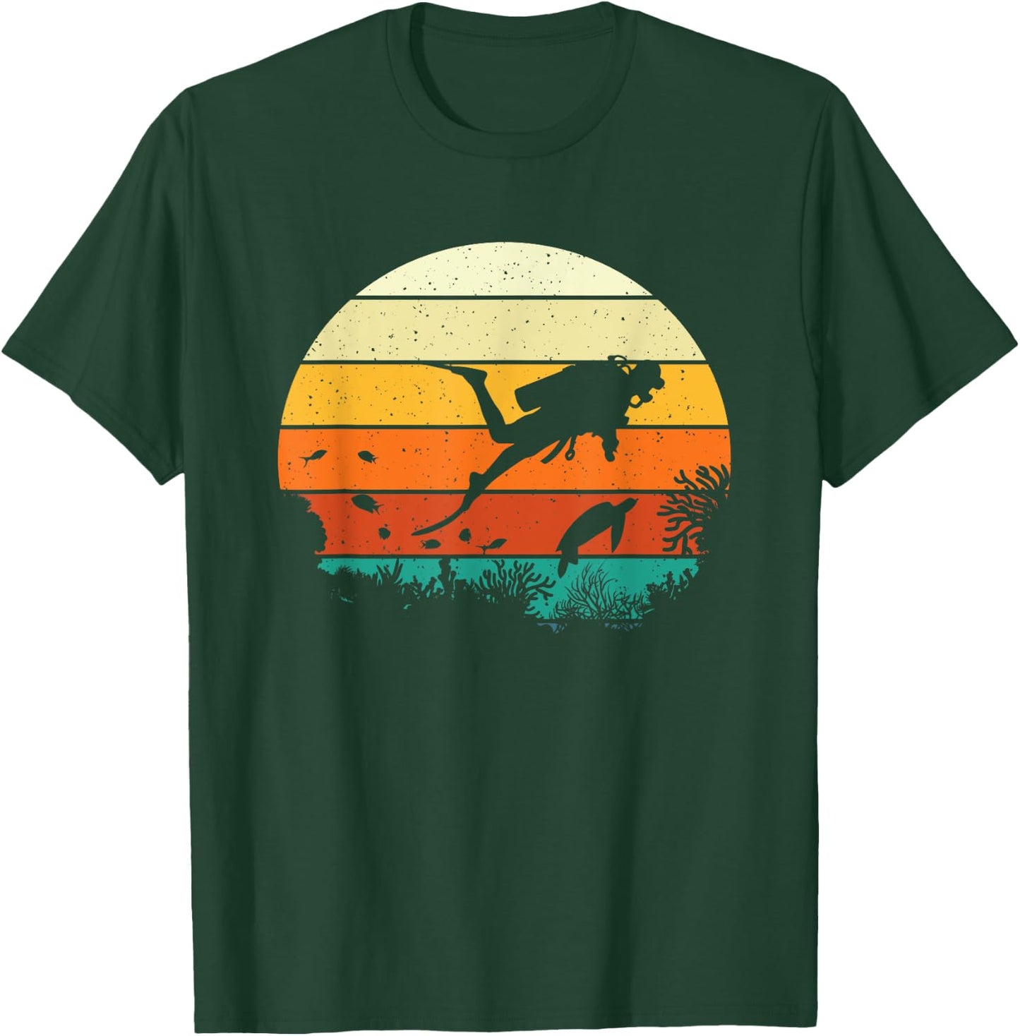 Retro Vintage Scuba Diver - Scuba Diving Ocean T-Shirt - T-Shirt | Forest