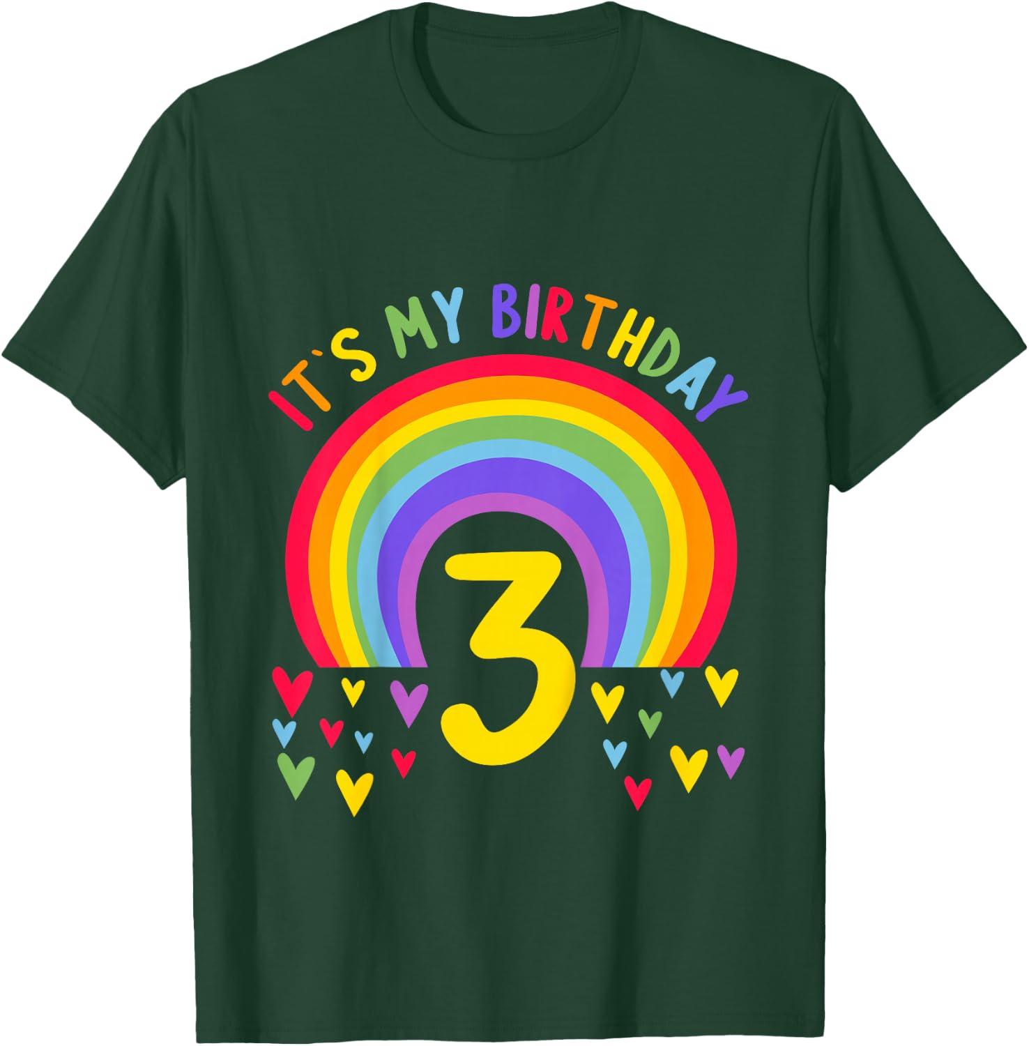 3 Years old 3 birthday outfit Boy girl Rainbow T-Shirt - T-Shirt | Forest