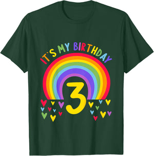 3 Years old 3 birthday outfit Boy girl Rainbow T-Shirt - T-Shirt | Forest