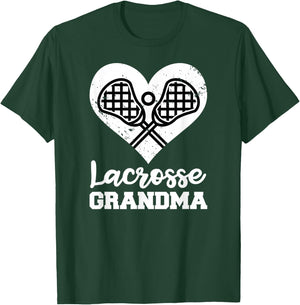 Lacrosse Grandma Heart Funny Lacrosse Player Grandma T-Shirt - T-Shirt | Forest