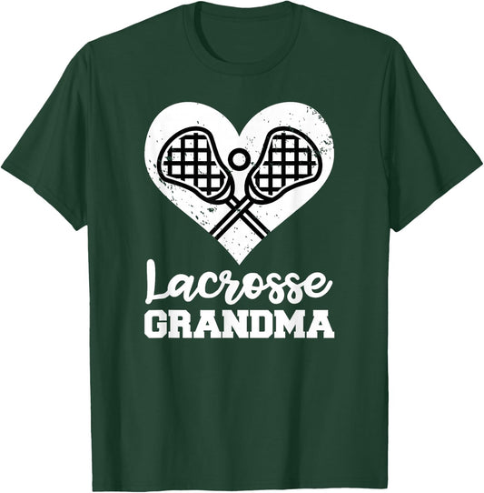 Lacrosse Grandma Heart Funny Lacrosse Player Grandma T-Shirt - T-Shirt | Forest
