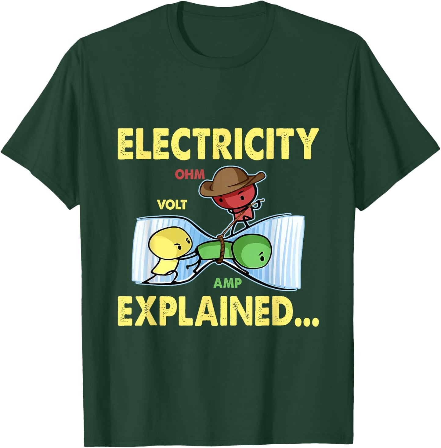 Electricity Explained Volt Ohm Amp Electrician Science T-Shirt - T-Shirt | Forest