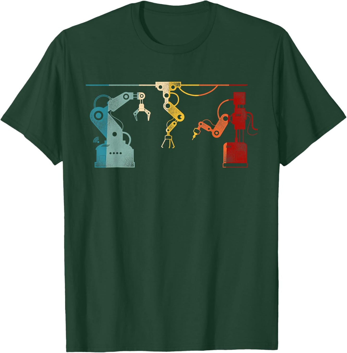 Robot Robotics Engineer Retro Vintage T-Shirt - T-Shirt | Forest