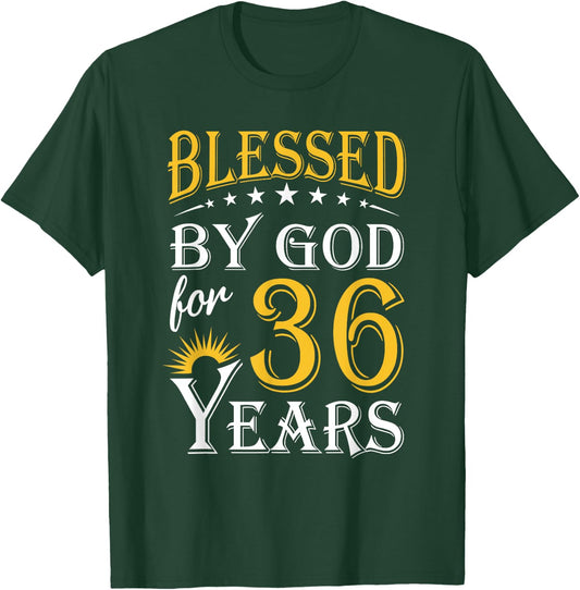 Vintage Blessed by God for 36 years Happy 36th Birthday T-Shirt - T-Shirt | Forest