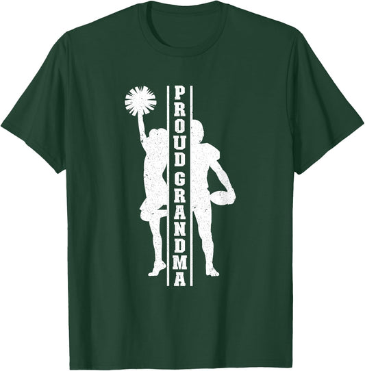 Proud Grandma Of A Football Player & Cheerleader Grandma T-Shirt - T-Shirt | Forest