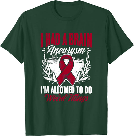 Had Brain Aneurysm Burgundy Aortic Brain Aneurysm Awareness T-Shirt - T-Shirt | Forest