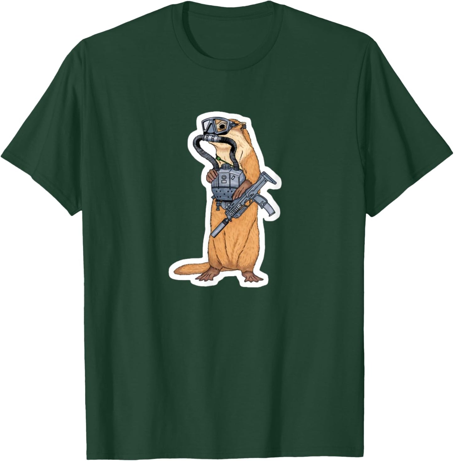 Cute Tactical Operator Military Otter Veteran T-Shirt - T-Shirt | Forest